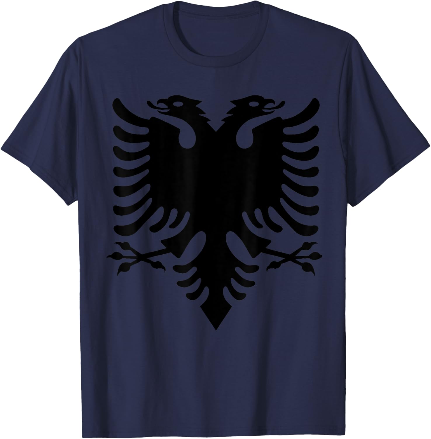Albanian Flag Eagle Double Red Albania Shqipe Kosovo T-Shirt - T-Shirt | Navy