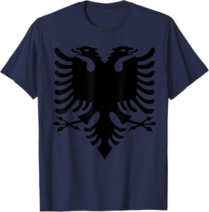 Albanian Flag Eagle Double Red Albania Shqipe Kosovo T-Shirt - T-Shirt | Navy