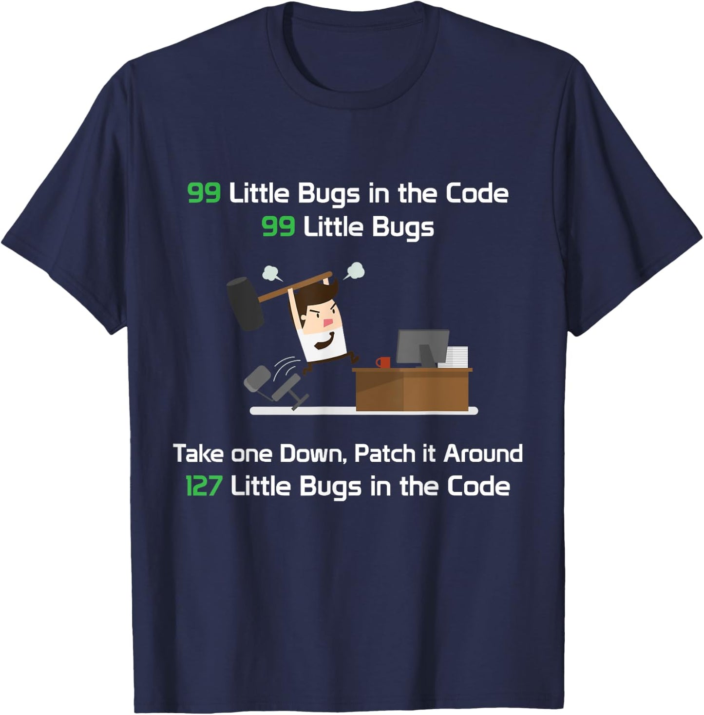 Mighty Oak: 99 Little Bugs in the Code Programmer T-Shirt - T-Shirt | Navy