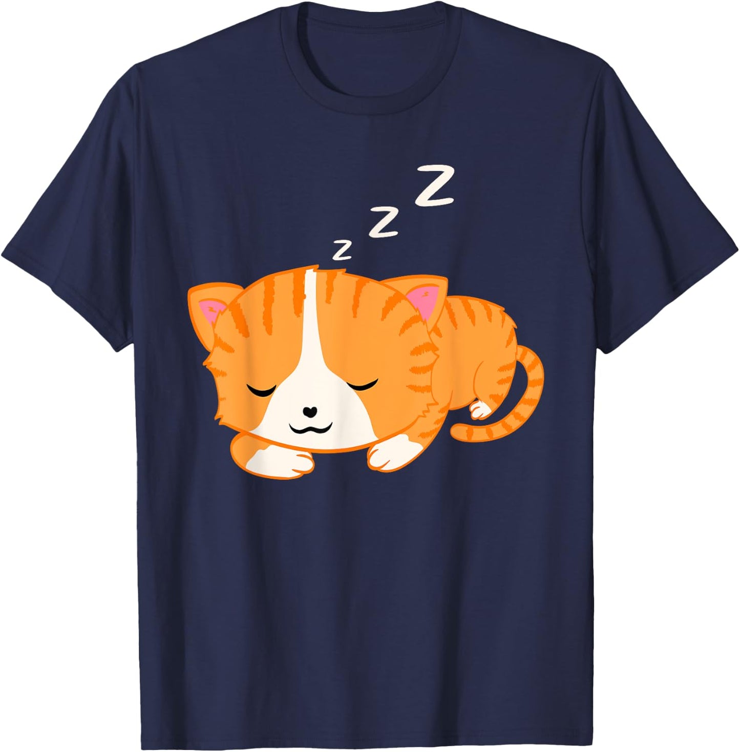 Sleeping Snoring Graphic Cat Animal Women Kids T-Shirt - T-Shirt | Navy