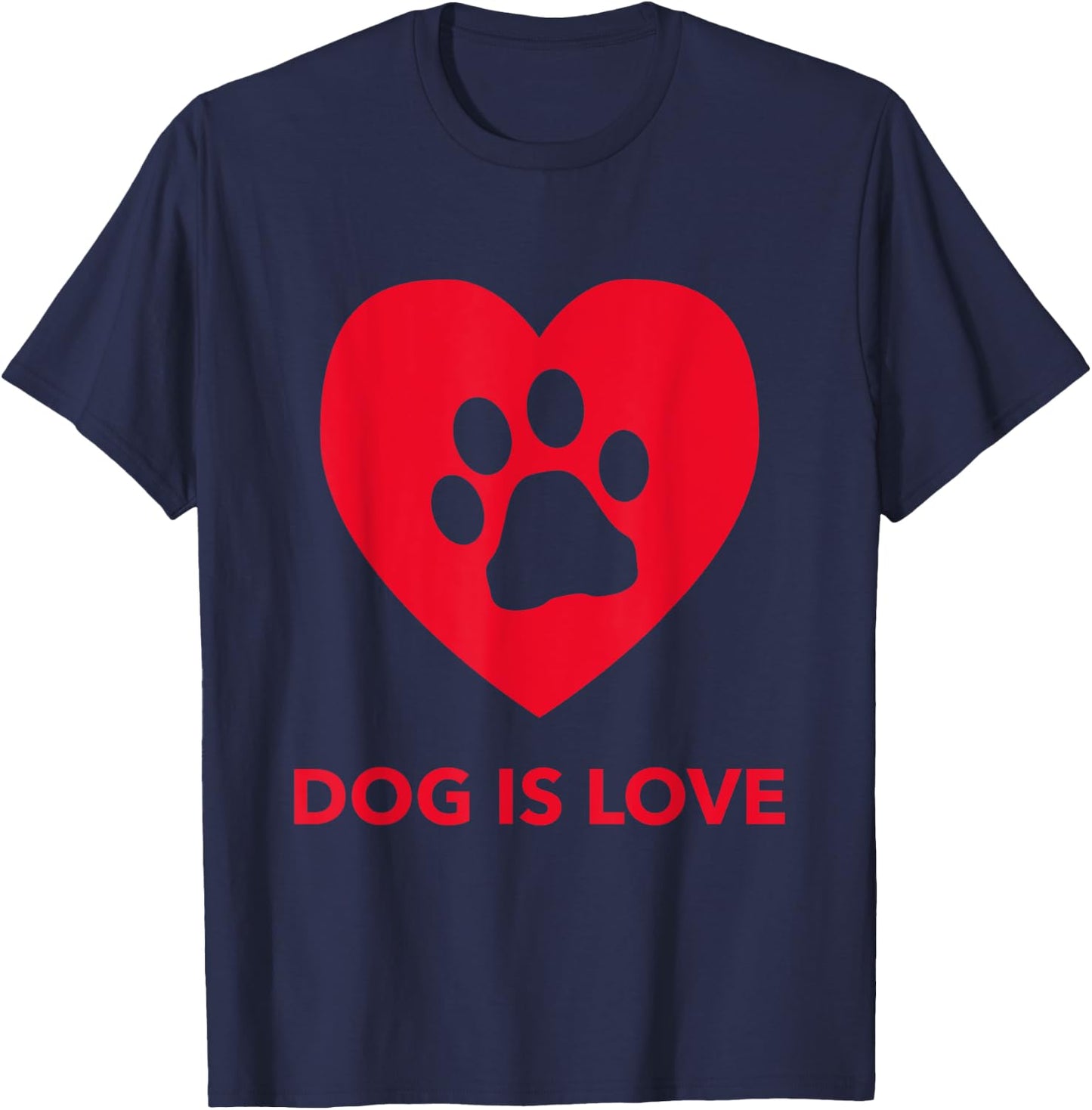 Dog Is Love - Pawprint Heart Women Girls Kids T-Shirt - T-Shirt | Navy
