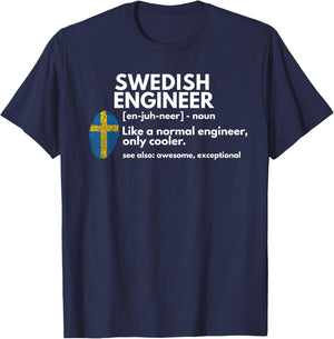 Swedish Engineer Definition Funny Sweden Engineering Gift T-Shirt - T-Shirt | Navy