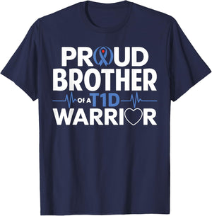 T1D Brother Funny Diabetes Awareness Month T-Shirt - T-Shirt | Navy