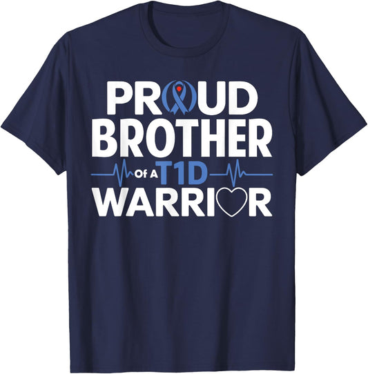 T1D Brother Funny Diabetes Awareness Month T-Shirt - T-Shirt | Navy