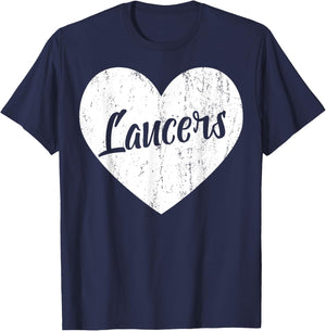 Lancers School Sports Fan Team Spirit Mascot Heart Gift T-Shirt - T-Shirt | Navy