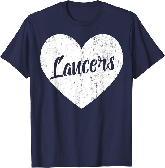 Lancers School Sports Fan Team Spirit Mascot Heart Gift T-Shirt - T-Shirt | Navy