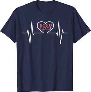 Echo Tech Echocardiographer RDCS Cardiac Sonographer T Shirt T-Shirt - T-Shirt | Navy