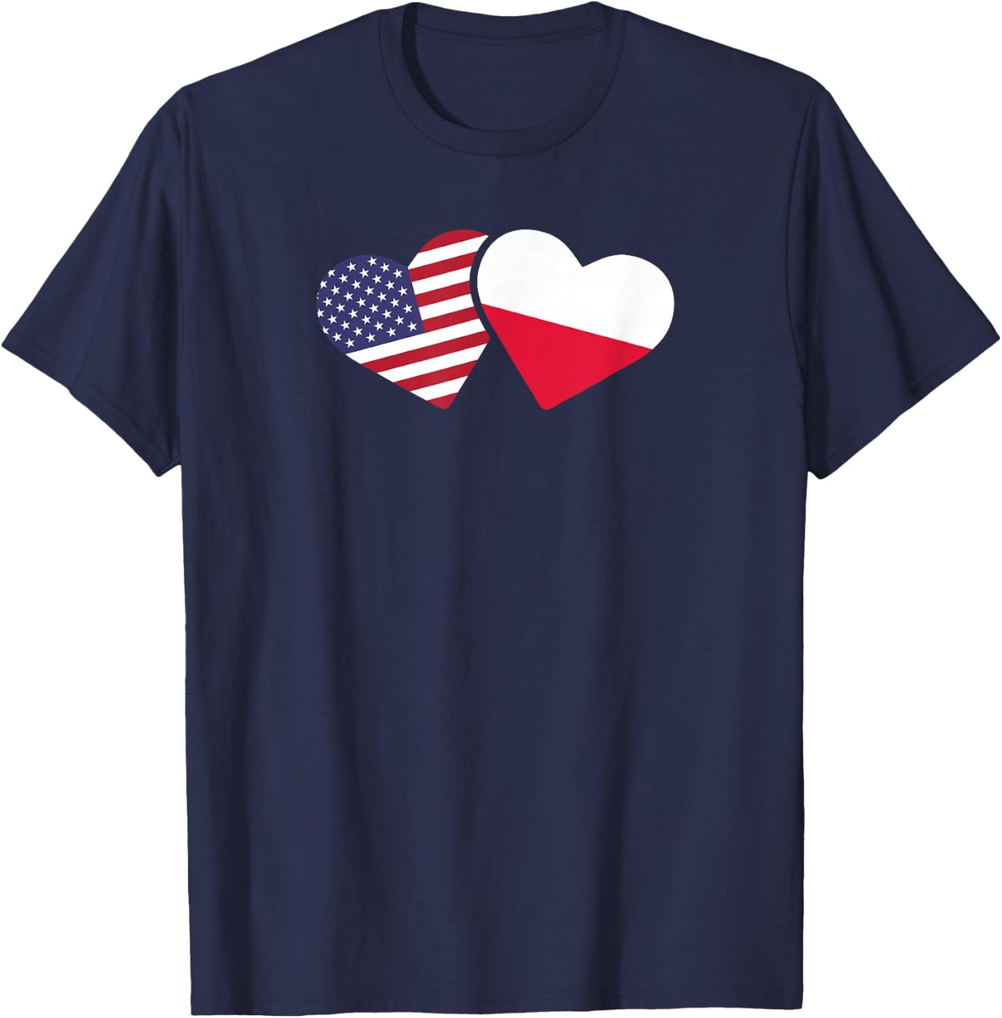 Poland USA Flag T Shirt Heart Polish American Love T-Shirt - T-Shirt | Navy