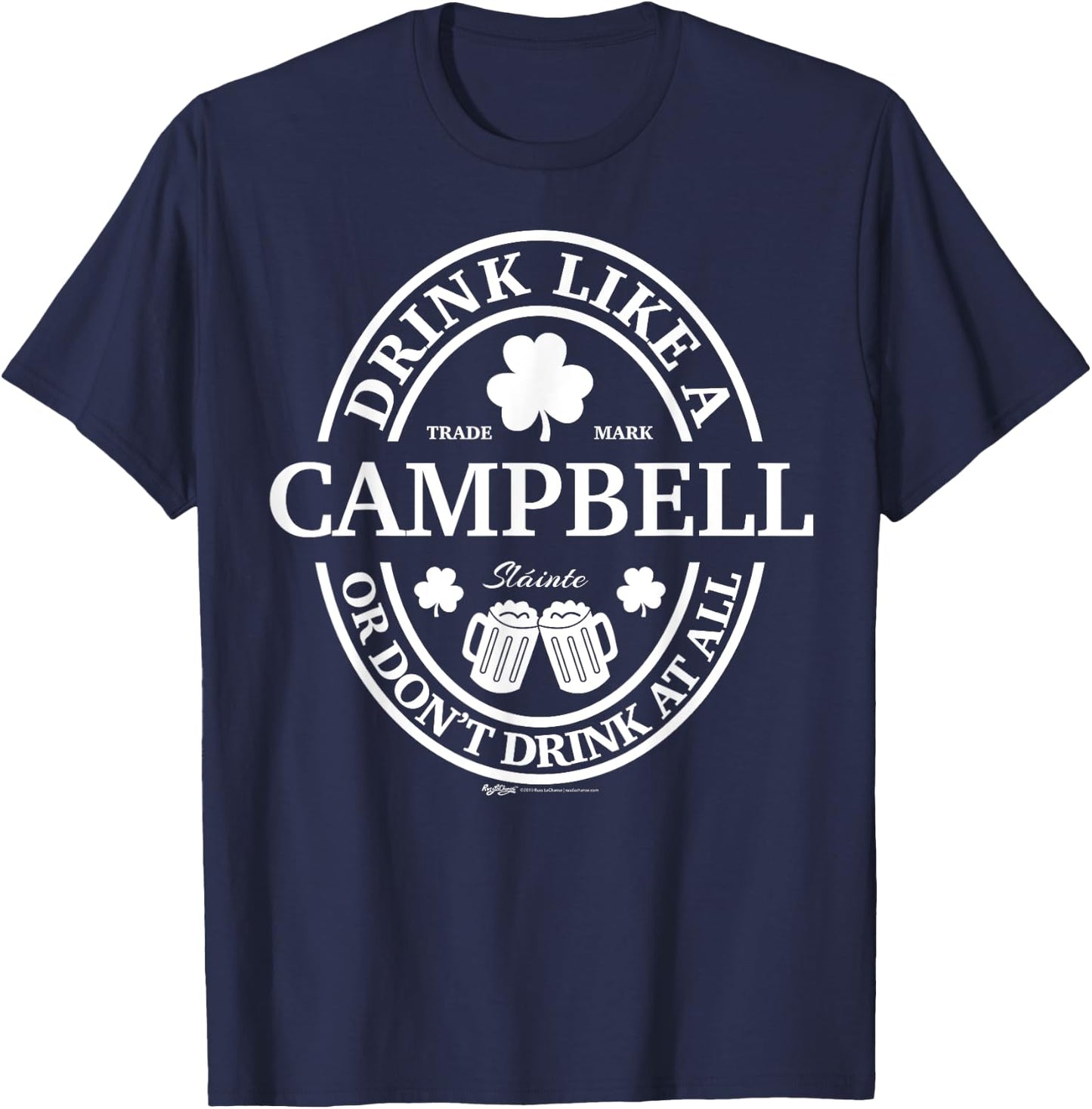 Drink Like A Campbell Shamrock St Patricks Day T-Shirt - T-Shirt | Navy