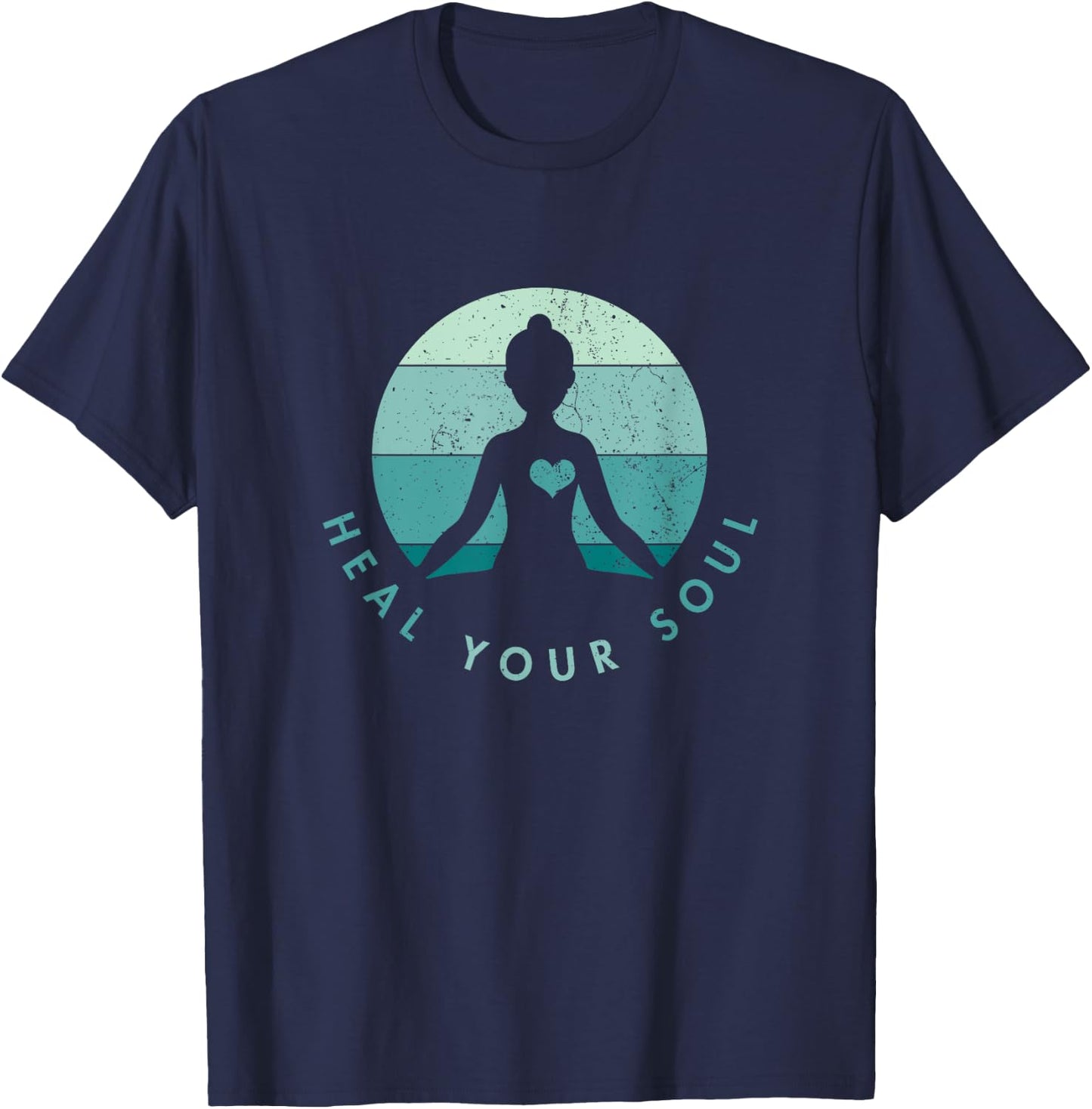 Yoga Meditation - Heal Your Soul Peace T-Shirt - T-Shirt | Navy
