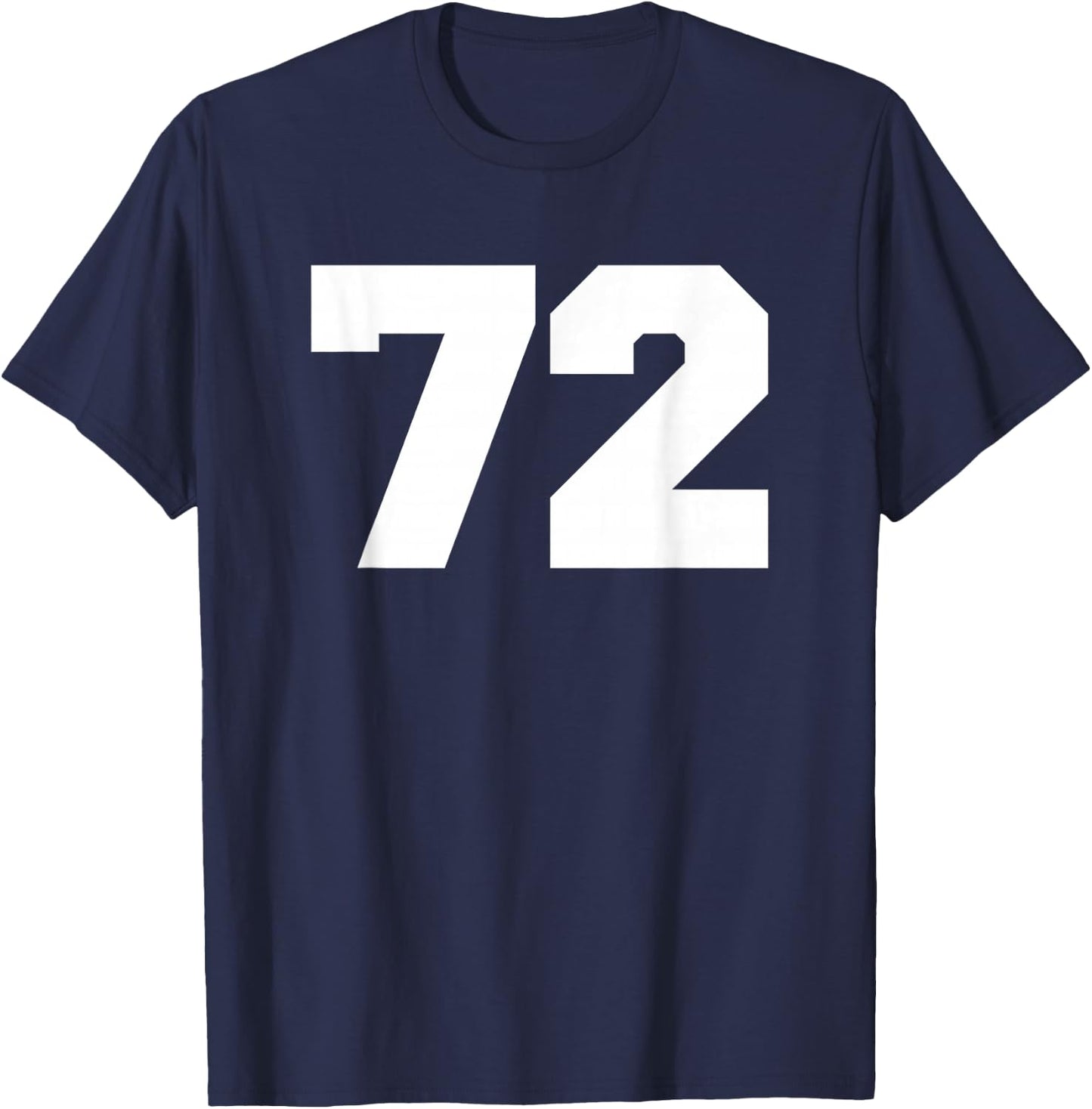 Number 72 Sports Jersey Player #72 Fan FRONT Print Varsity T-Shirt - T-Shirt | Navy