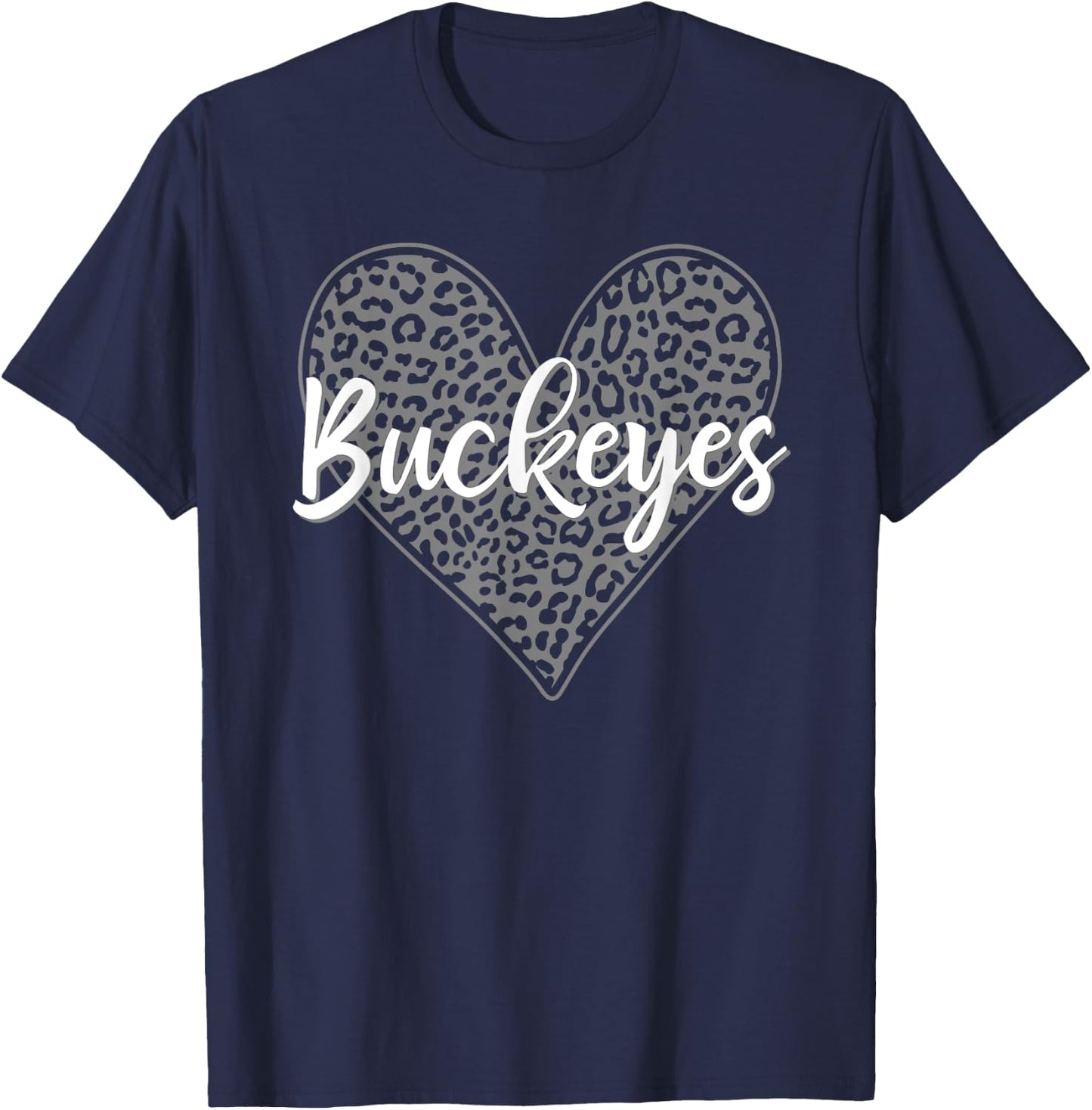 Buckeyes Gilmer Leopard Heart Pattern HS T-Shirt - T-Shirt | Navy