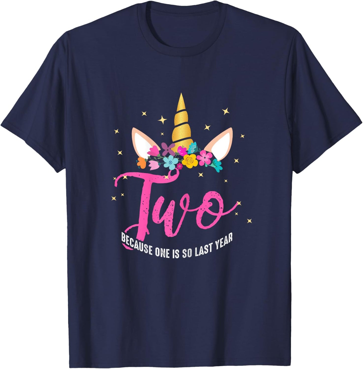 2 Years Old Birthday Girl Gifts Unicorn 2nd Birthday T-Shirt - T-Shirt | Navy