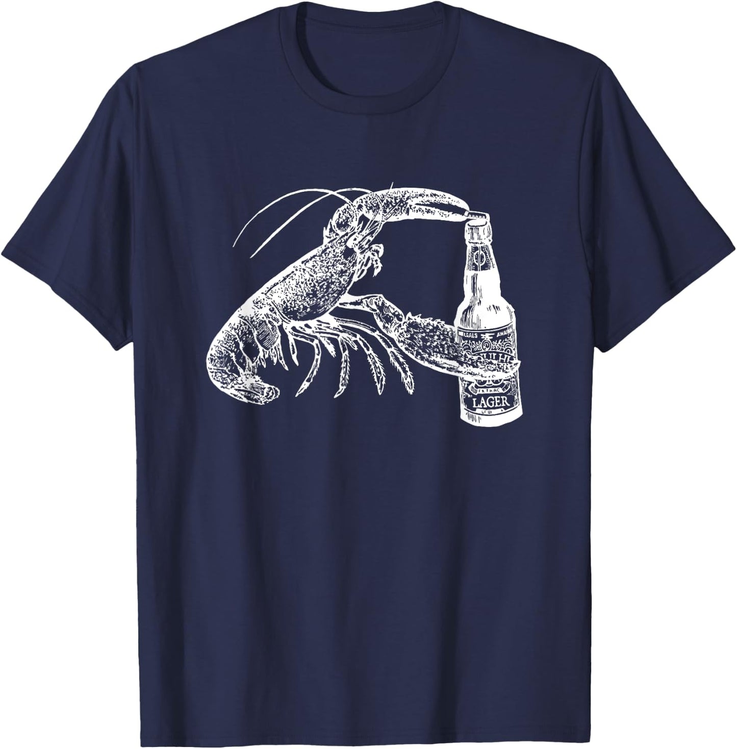 Hummer Beer Drinking Funny Spirit Animal Lobster Gift T-Shirt - T-Shirt | Navy