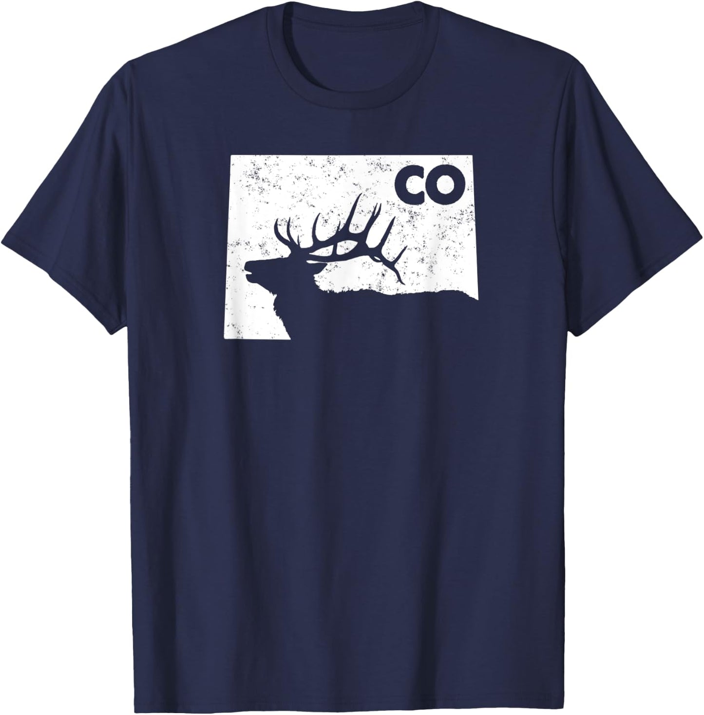 Colorado Elk Hunting Shirt - Bull Elk State Shape T-Shirt - T-Shirt | Navy