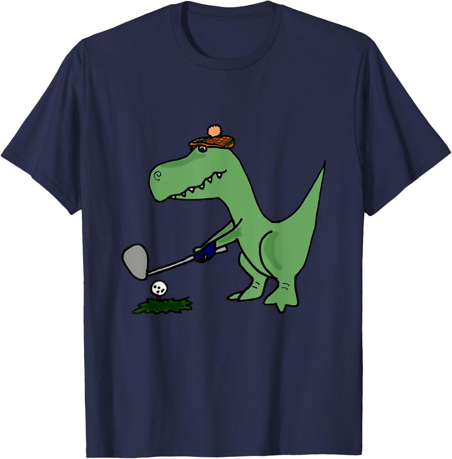 Smiletodaytees Funny T-Rex Dinosaur Playing Golf T-Shirt - T-Shirt | Navy