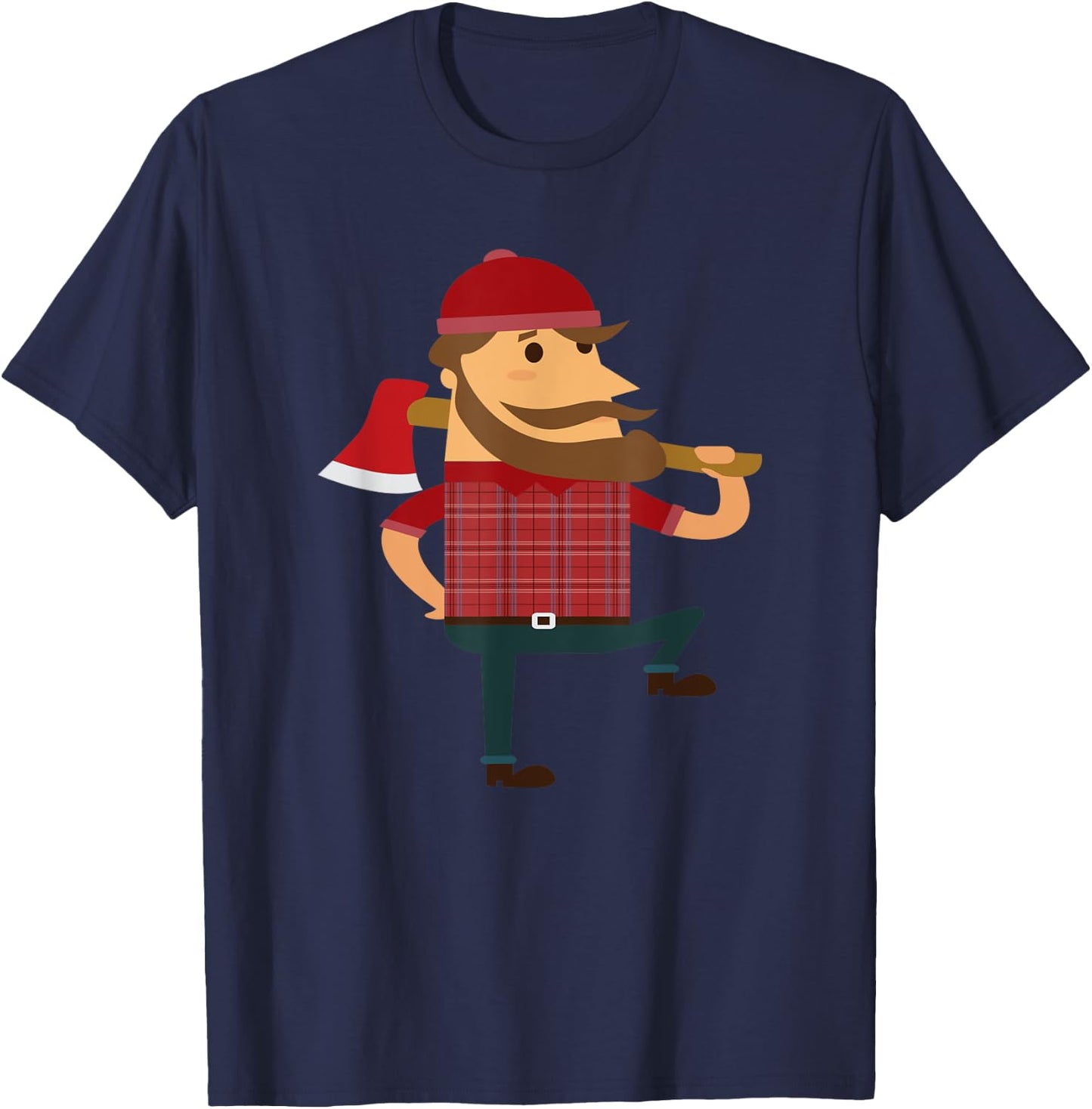 Lumberjack Hipster Mountain Man Flannel Axe T-Shirt - T-Shirt | Navy