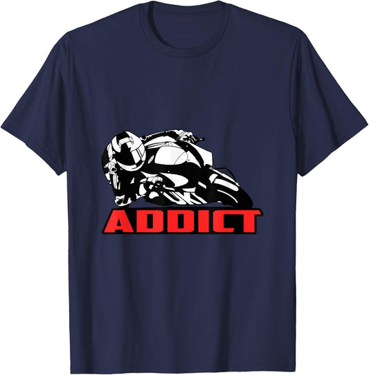 "Addict Race GP" Very Funny Vintage Moto GP Gift T-Shirt - T-Shirt | Navy