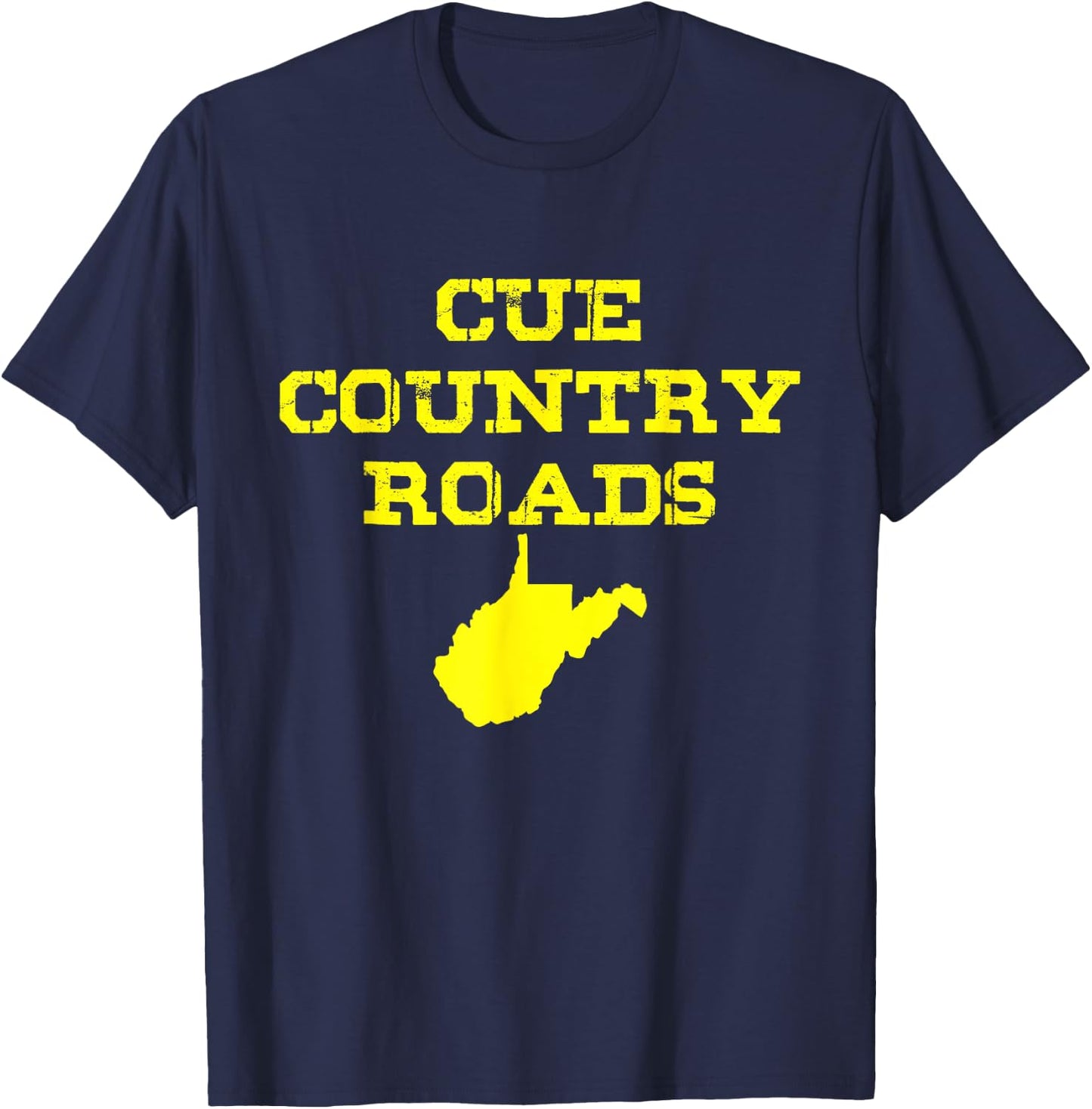 Cue Country Roads Blue and Gold T-Shirt - T-Shirt | Navy