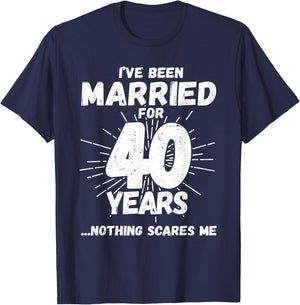 Couples Married 40 Years - Funny 40th Wedding Anniversary T-Shirt - T-Shirt | Navy