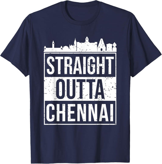 Straight Outta Chennai Madras Tamil Tamilnadu T-Shirt - T-Shirt | Navy