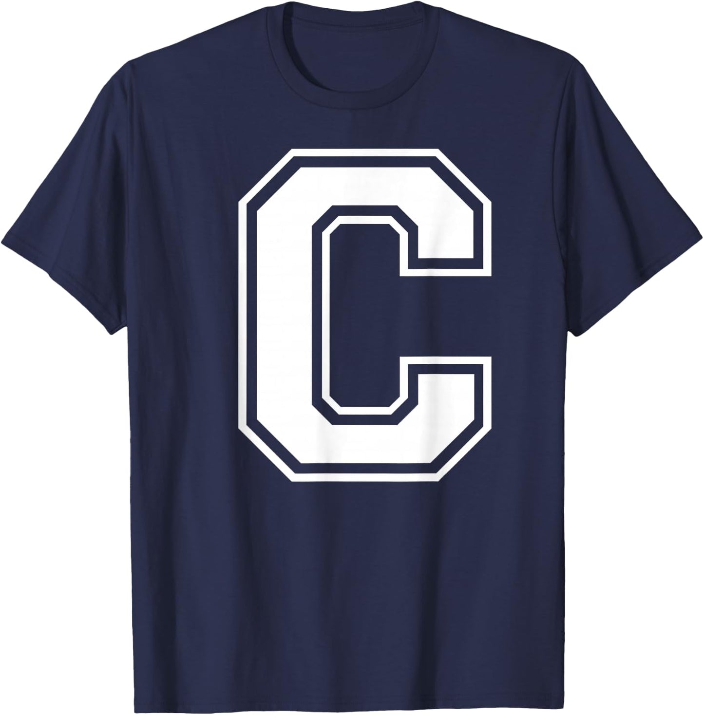 Letter C Capital Alphabet College Varsity Monogram Club T-Shirt - T-Shirt | Navy