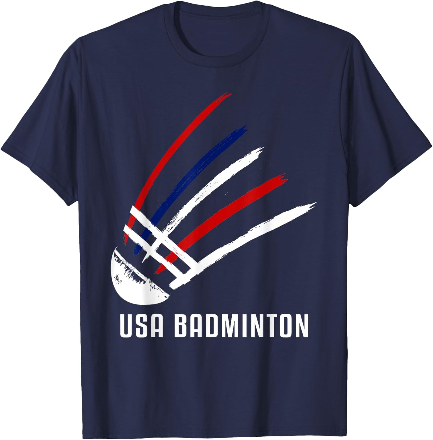USA Badminton Shuttlecock Red White Blue T-Shirt - T-Shirt | Navy