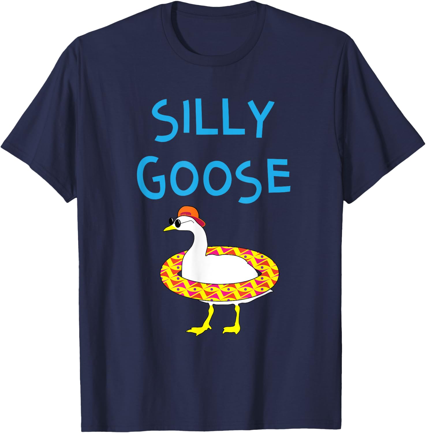 Silly Goose Funny Halloween Sunglasses & Floatie T-Shirt - T-Shirt | Navy