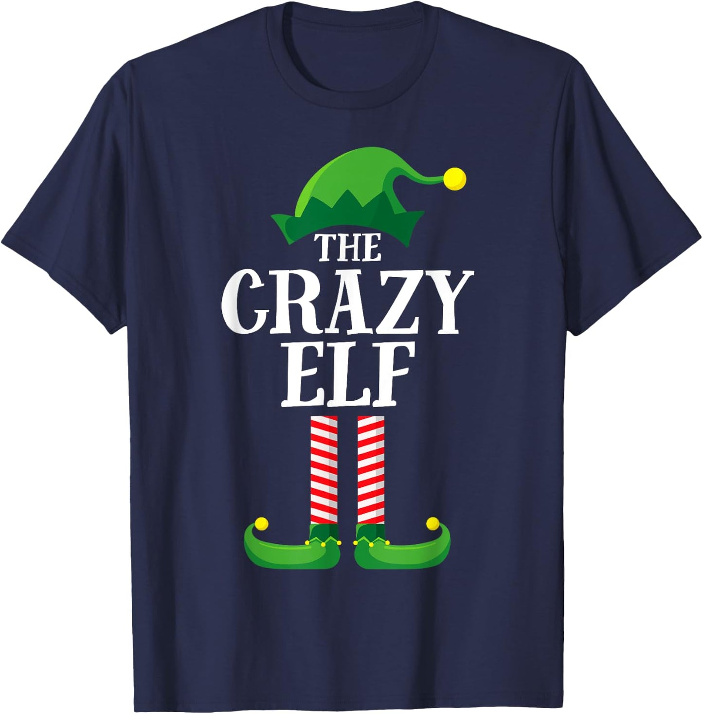 Crazy Elf Matching Family Group Christmas Party Pyjamas T-Shirt - T-Shirt | Navy