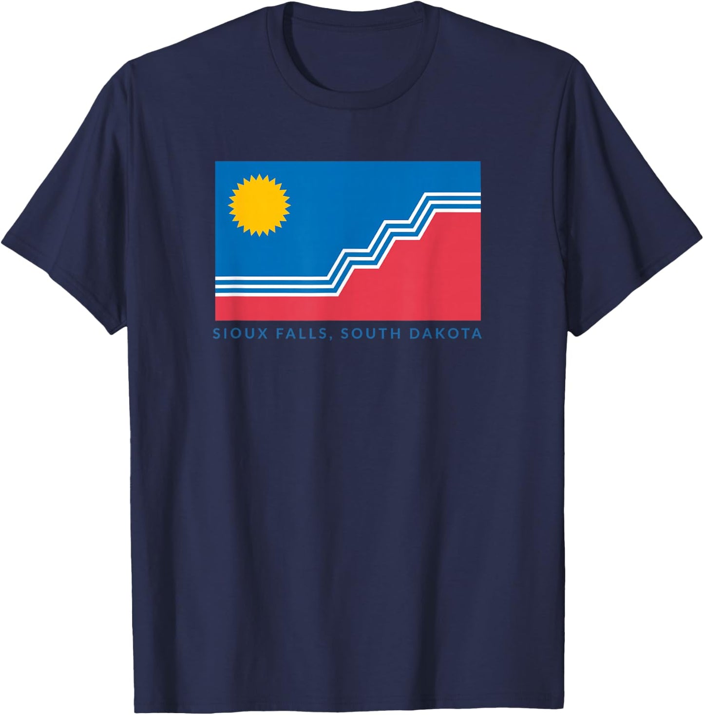 Sioux Falls Flag with "Sioux Falls, South Dakota" T-Shirt - T-Shirt | Navy