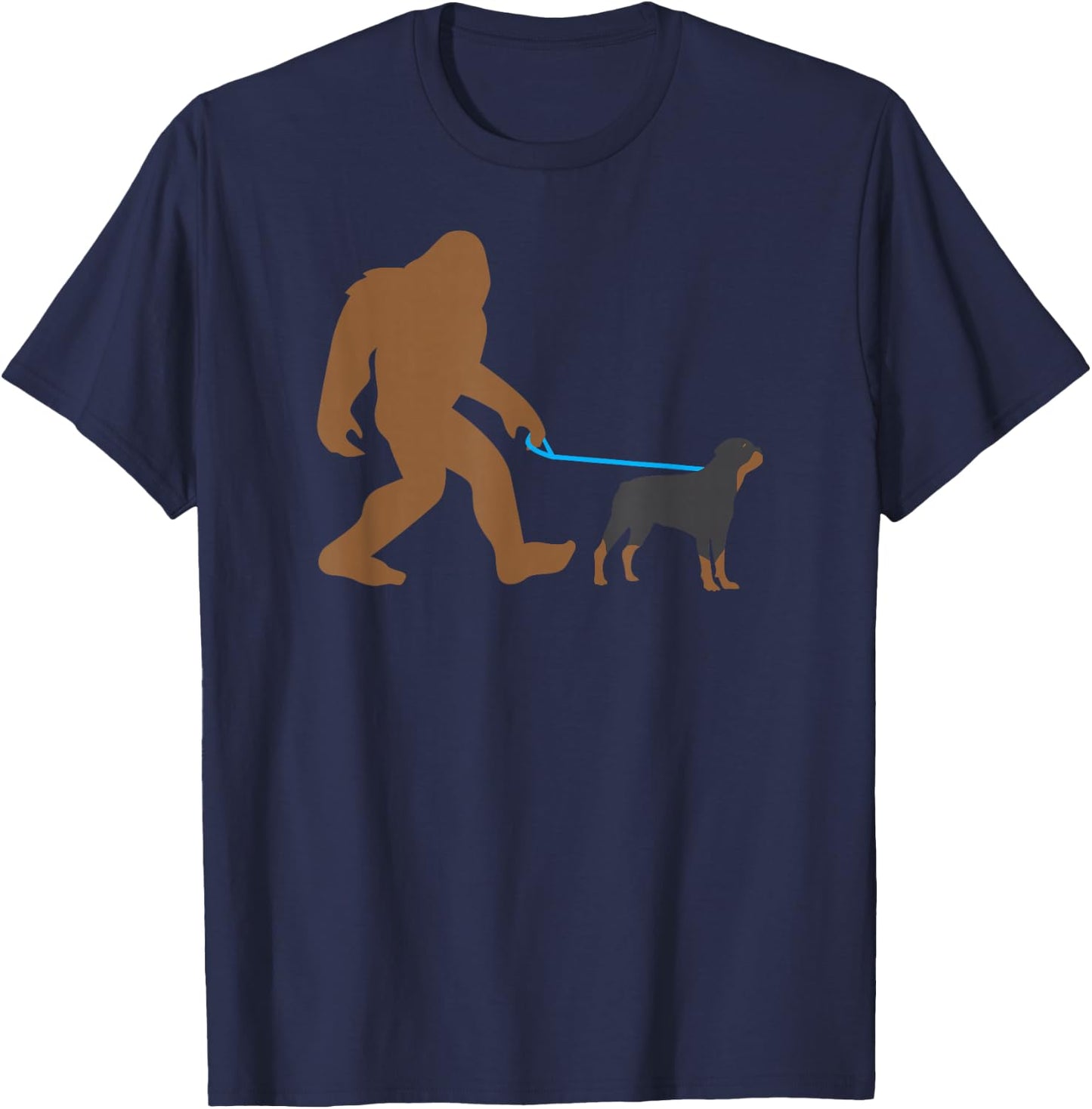 Bigfoot Walking Rottweiler Dog Funny Sasquatch Gift T-Shirt - T-Shirt | Navy