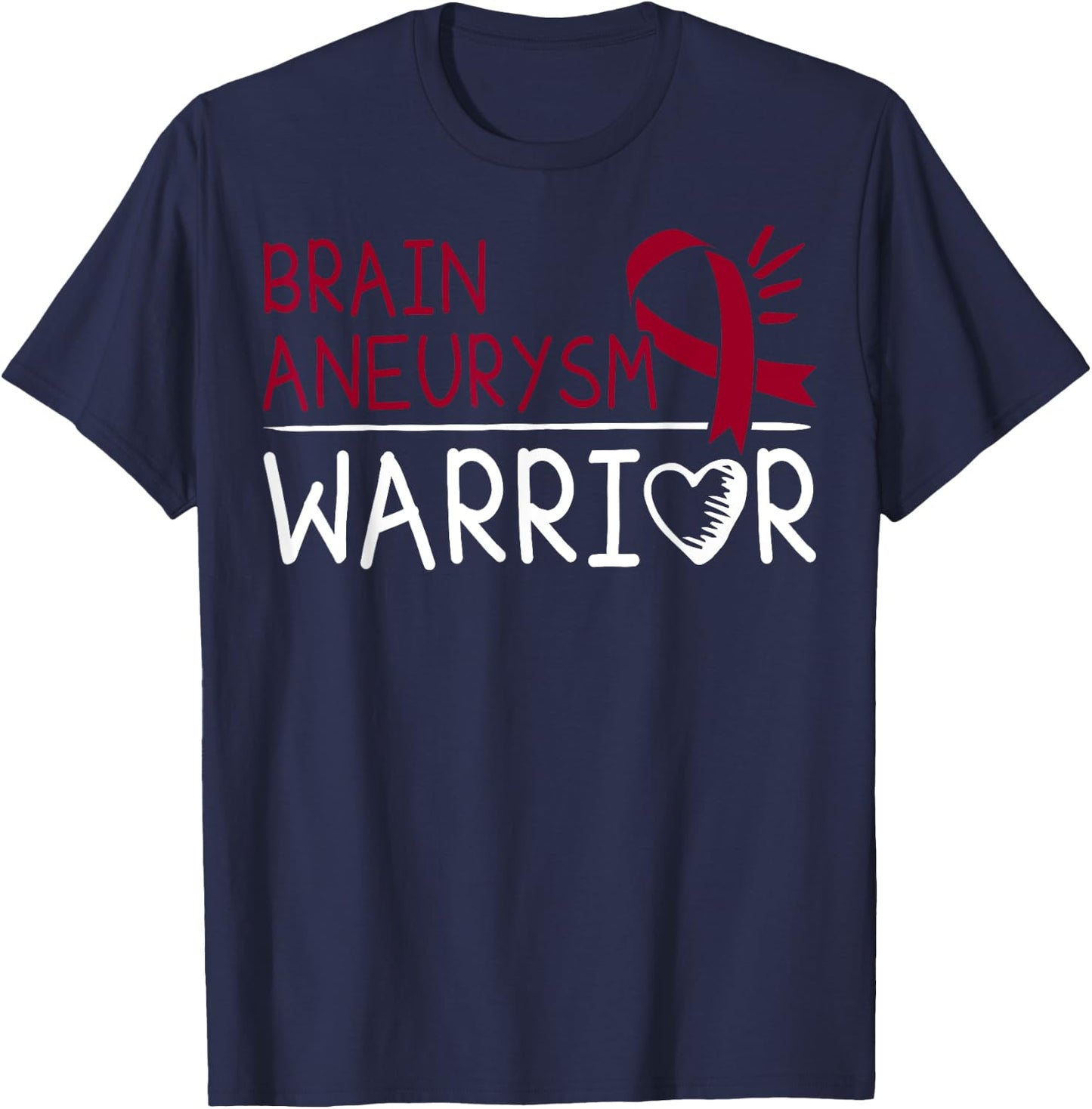 Brain Aneurysm Gift - Burgundy Awareness Ribbon T-Shirt - T-Shirt | Navy