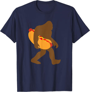 Funny Sasquatch Bigfoot Carrying Hotdog Women T-Shirt - T-Shirt | Navy