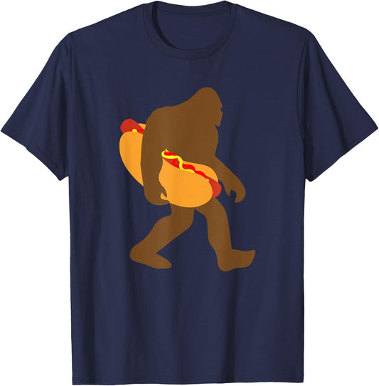 Funny Sasquatch Bigfoot Carrying Hotdog Women T-Shirt - T-Shirt | Navy