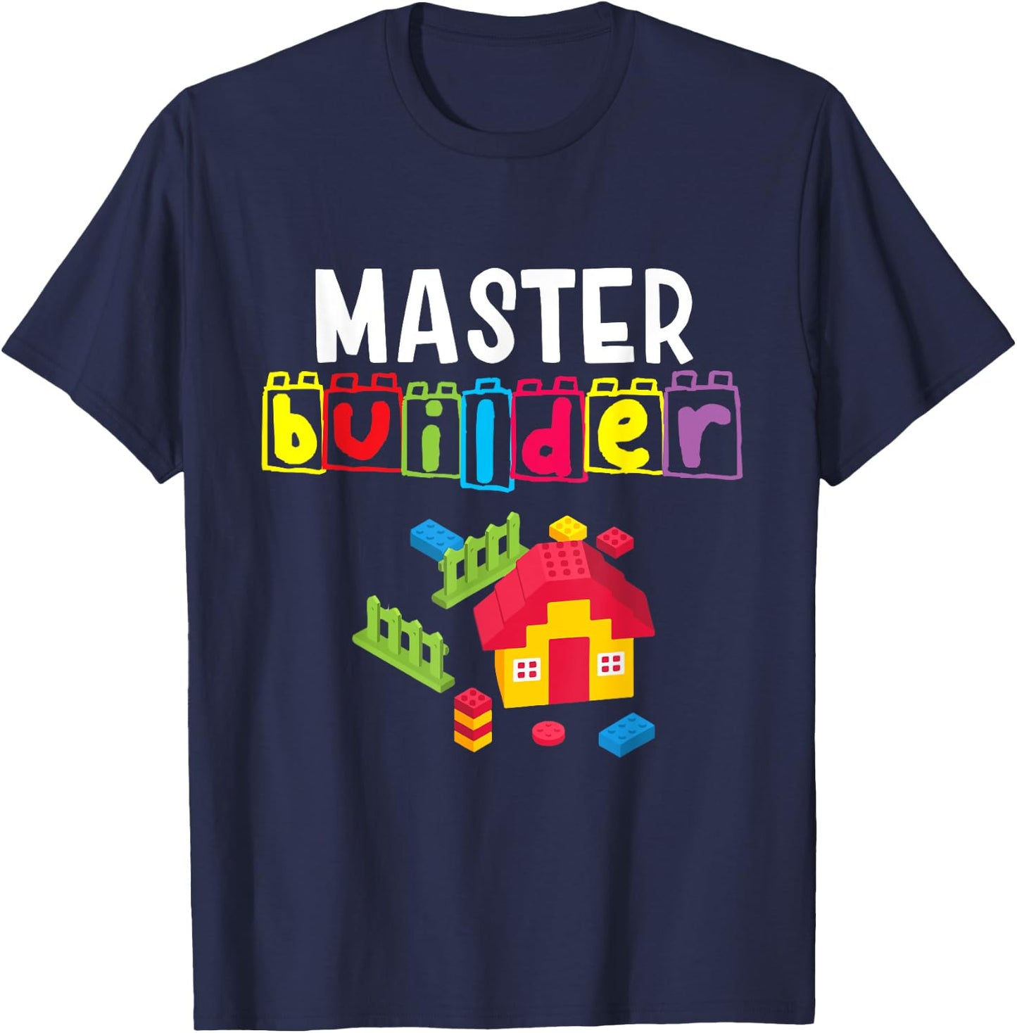 Master Builder - Building Blocks - Brick Builders Toys Gift T-Shirt - T-Shirt | Navy
