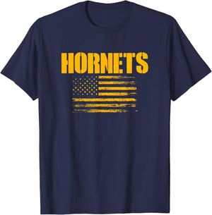 Yulee Hornets USA Flag Pride T-Shirt - T-Shirt | Navy
