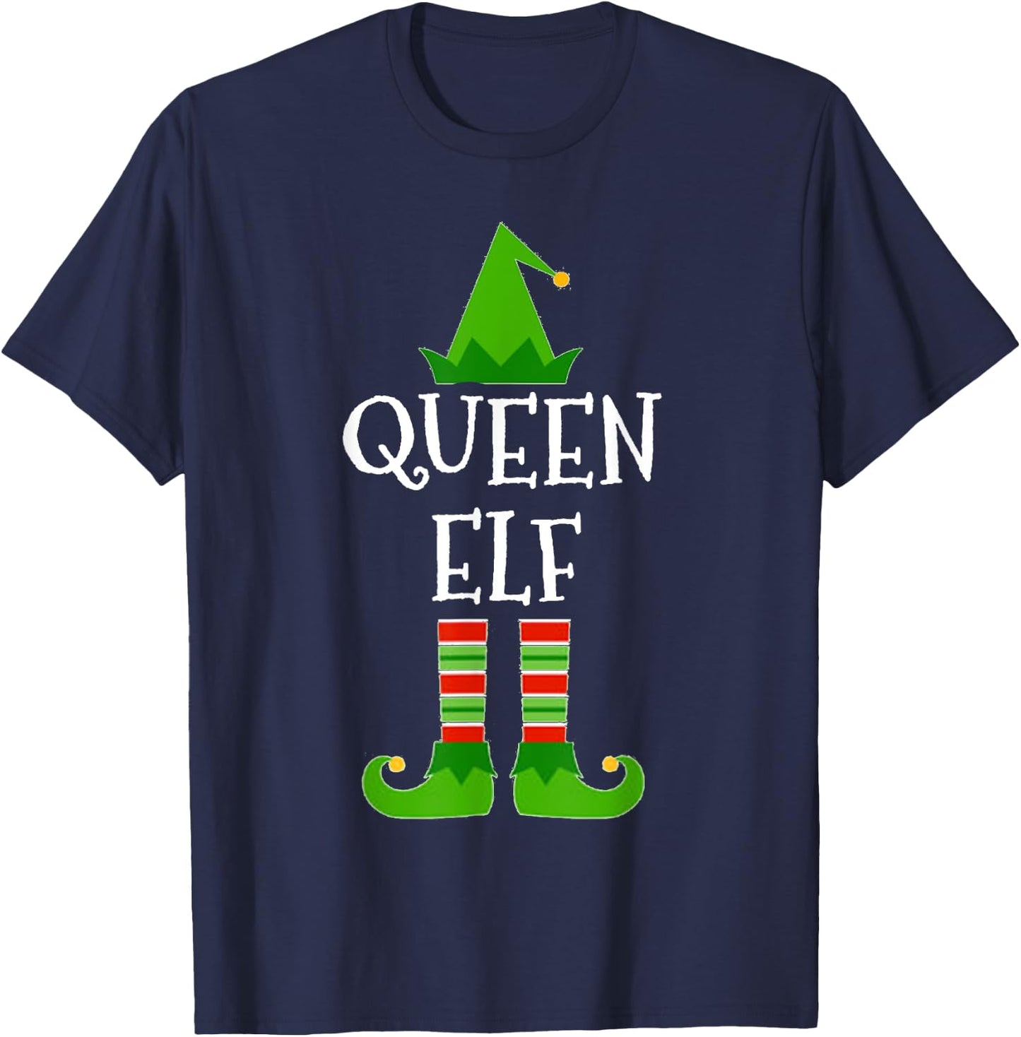 Queen Elf Matching Family Group Christmas T Shirt T-Shirt - T-Shirt | Navy