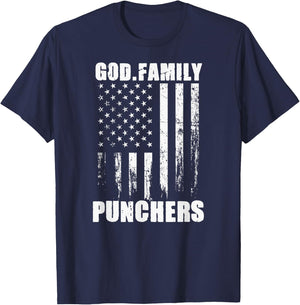Mason Punchers God. Family. Vintage USA Flag T-Shirt - T-Shirt | Navy