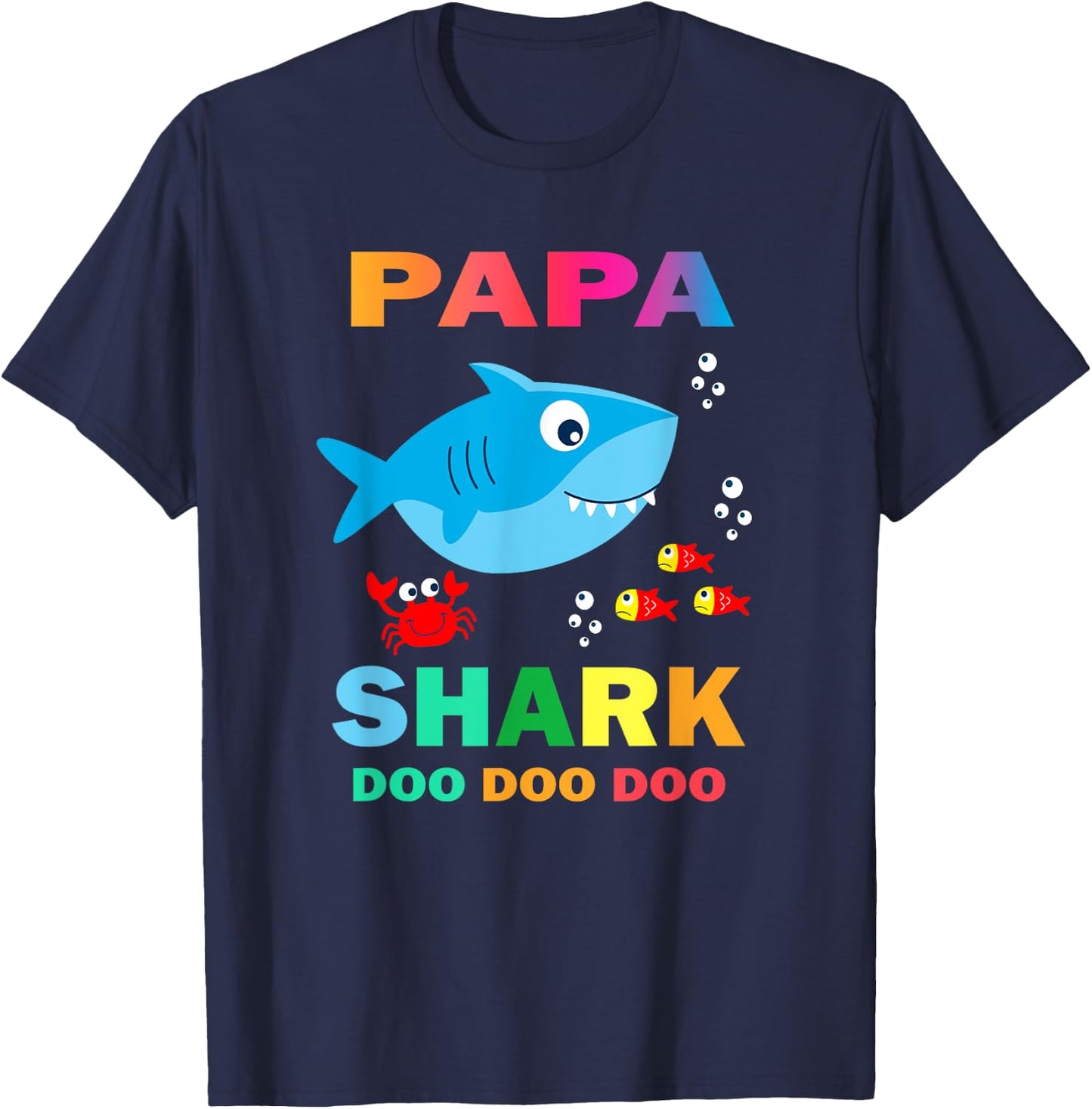Papa Shark Shirt, Fathers Day Gift From Wife Son Daughter T-Shirt - T-Shirt | Navy