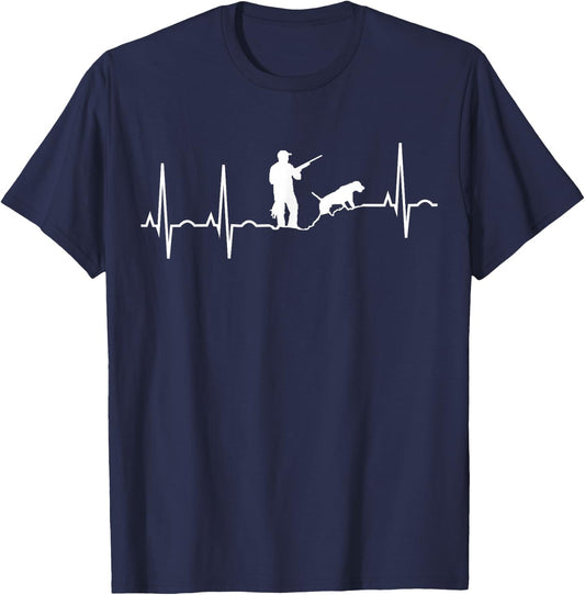 Hunting Dog Shirt - Hound Hunter Heartbeat T-Shirt - T-Shirt | Navy