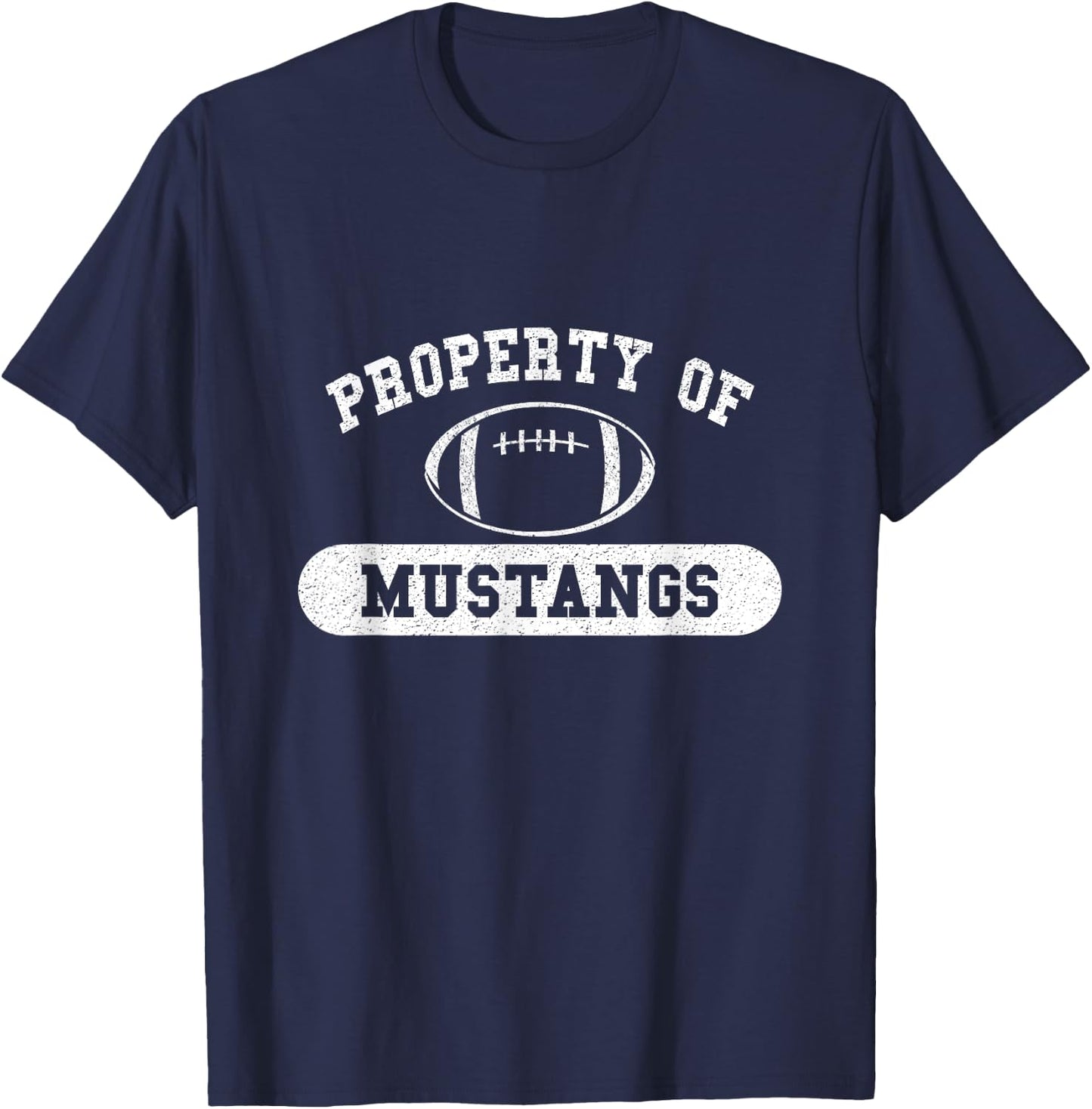 Property of Mustangs Football T-Shirt - T-Shirt | Navy