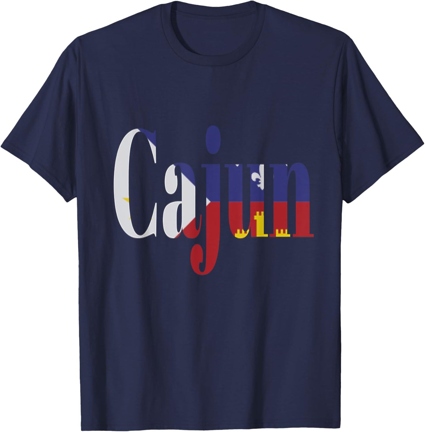 Cajun Pride Acadian Flag Cajun Shirt T-Shirt - T-Shirt | Navy