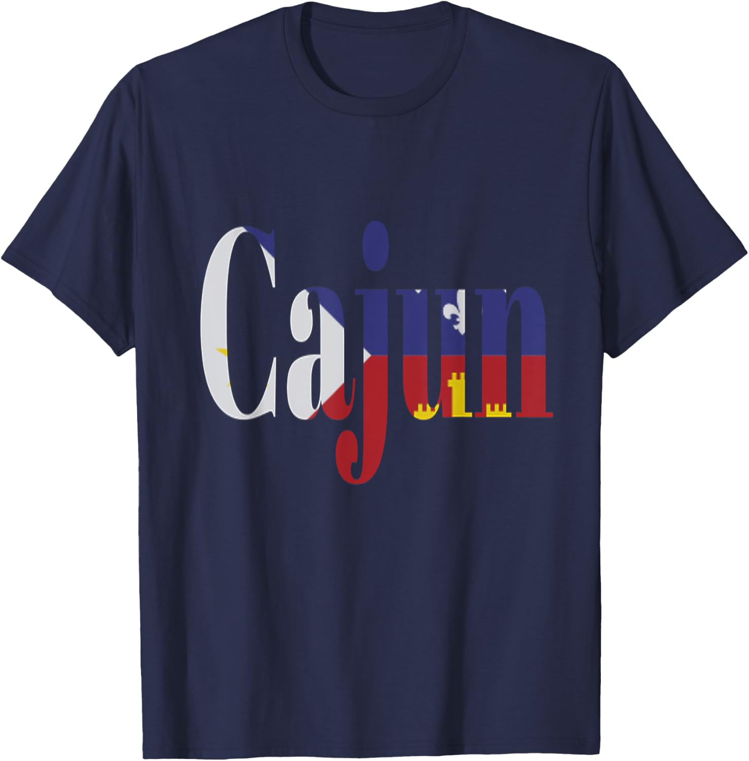 Cajun Pride Acadian Flag Cajun Shirt T-Shirt - T-Shirt | Navy