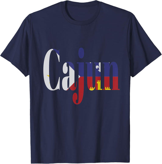 Cajun Pride Acadian Flag Cajun Shirt T-Shirt - T-Shirt | Navy