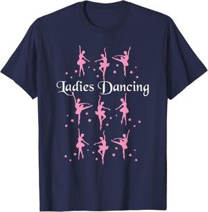 Nine Ladies Dancing Funny Christmas Shirt T-Shirt - T-Shirt | Navy