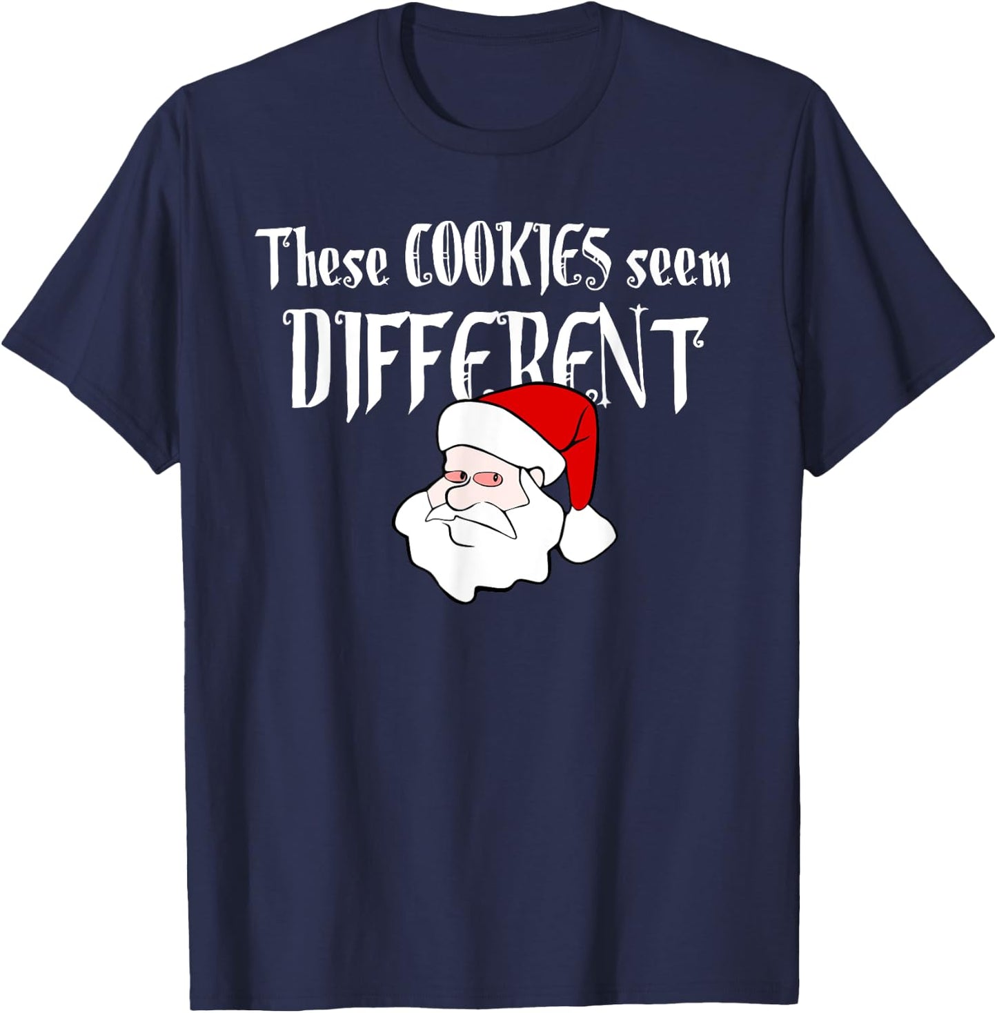Funny Santa Weed Cookies Cute Adults Christmas T-Shirt - T-Shirt | Navy