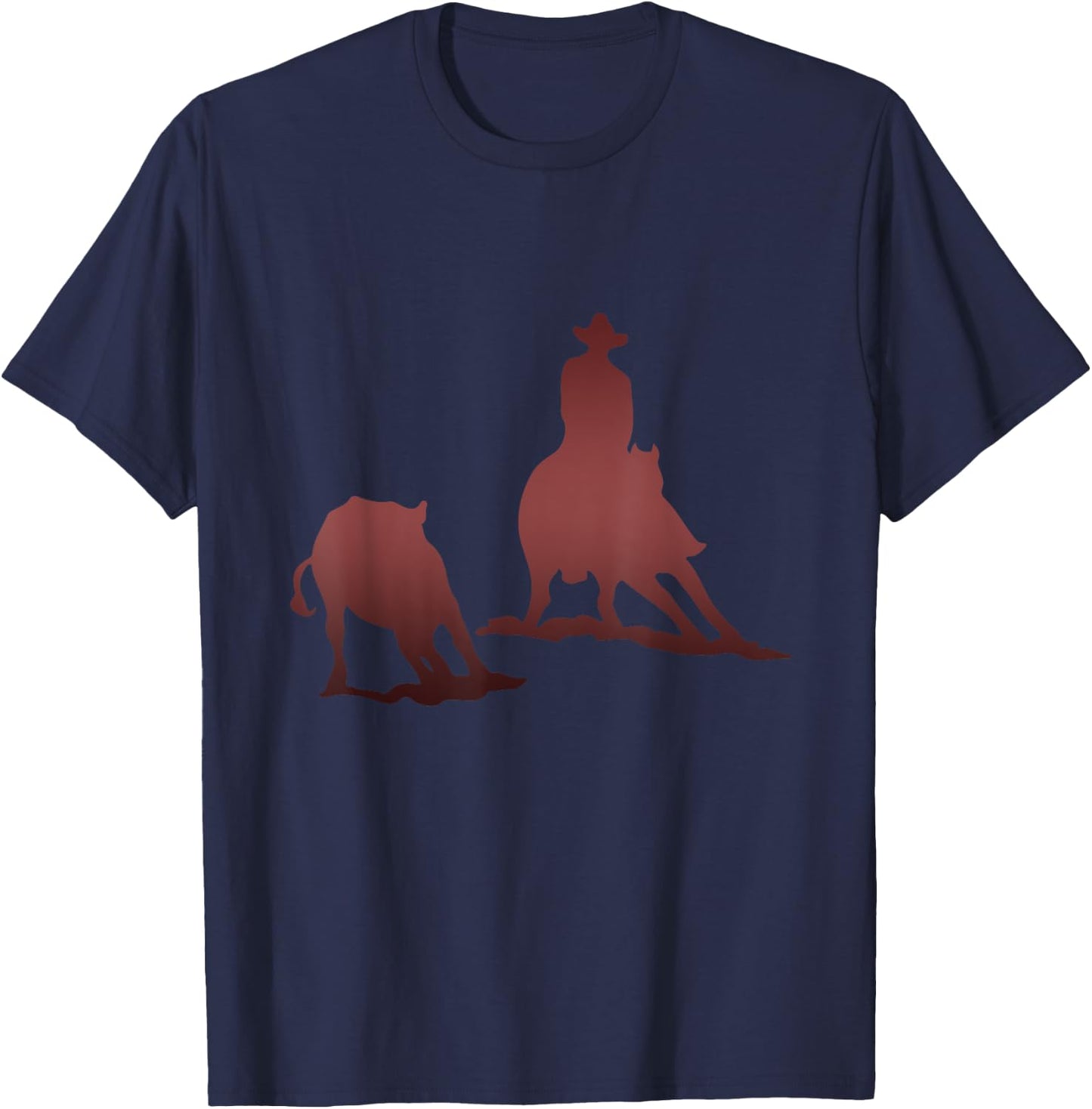 Cutting Horse and Rider Cutting Cattle T-Shirt - T-Shirt | Navy