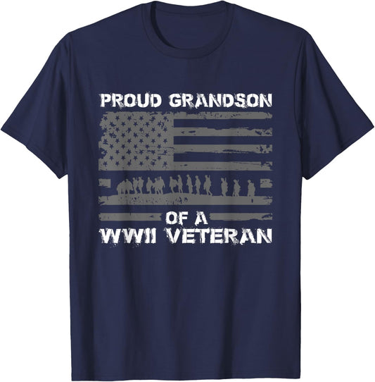 Proud Grandson of A WWII Veteran T Shirts T-Shirt - T-Shirt | Navy