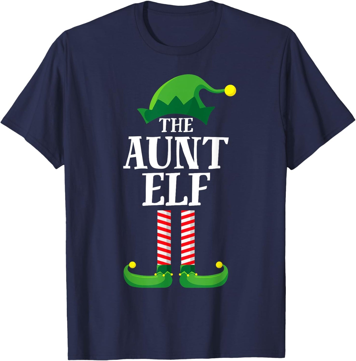 Aunt Elf Matching Family Group Christmas Party Pyjamas T-Shirt - T-Shirt | Navy