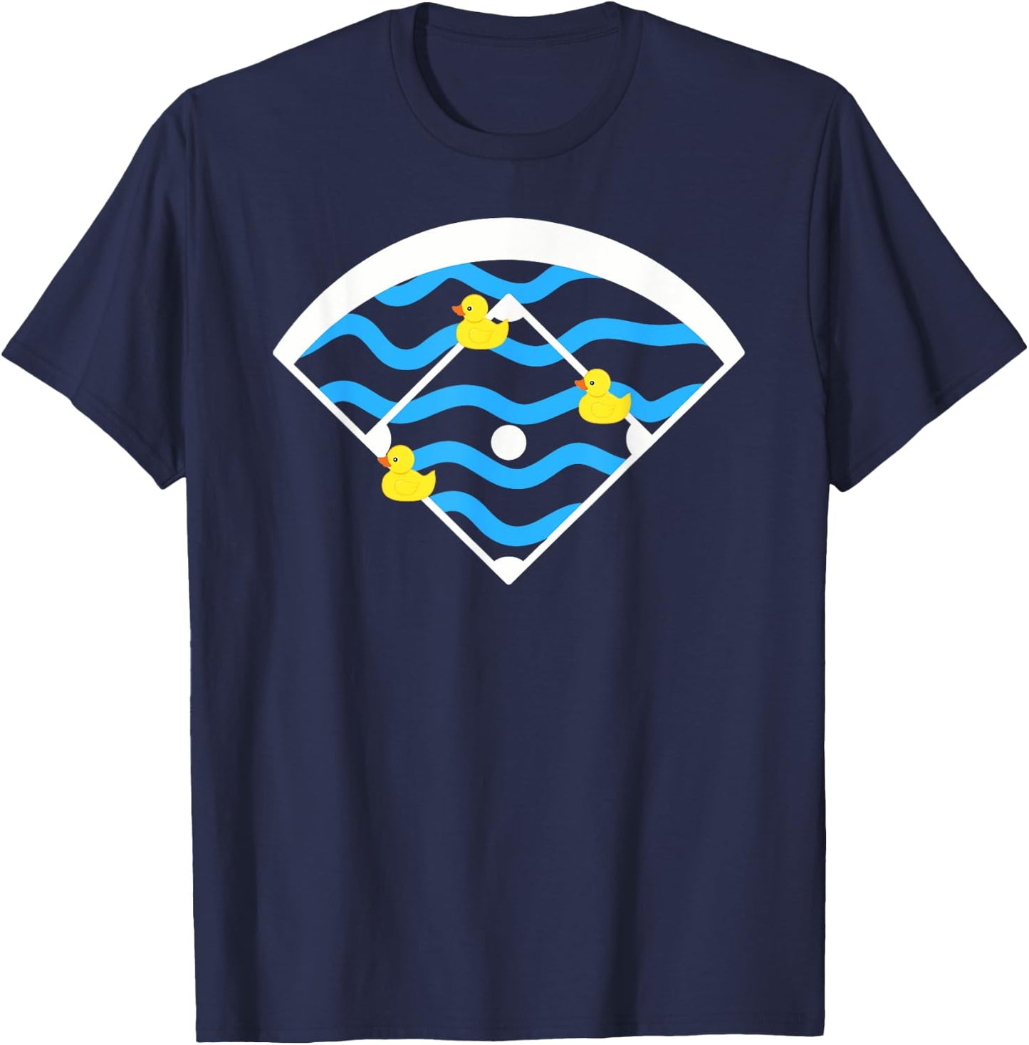 Ducks Left on the Pond Funny Baseball Field T-Shirt - T-Shirt | Navy